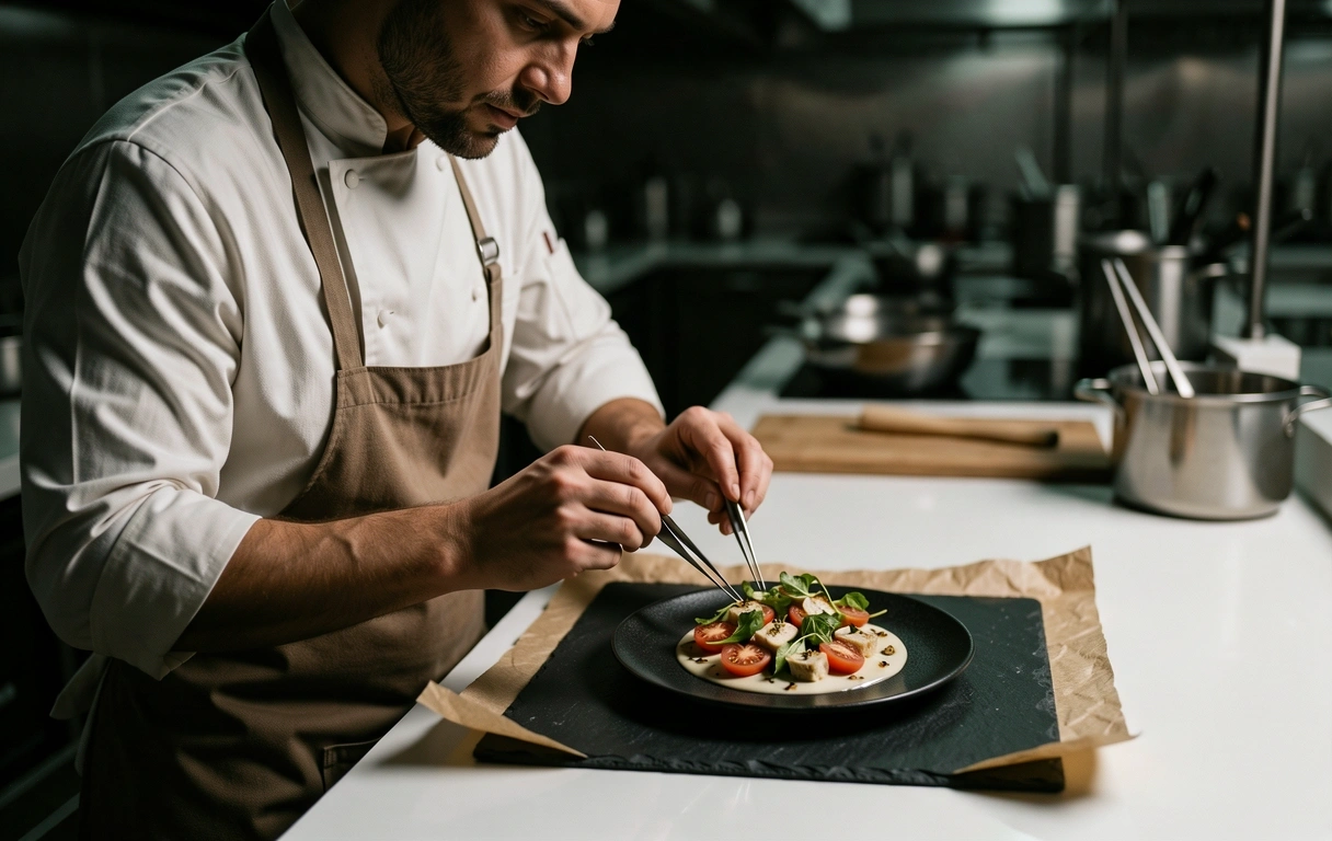 Chef an der Anrichte